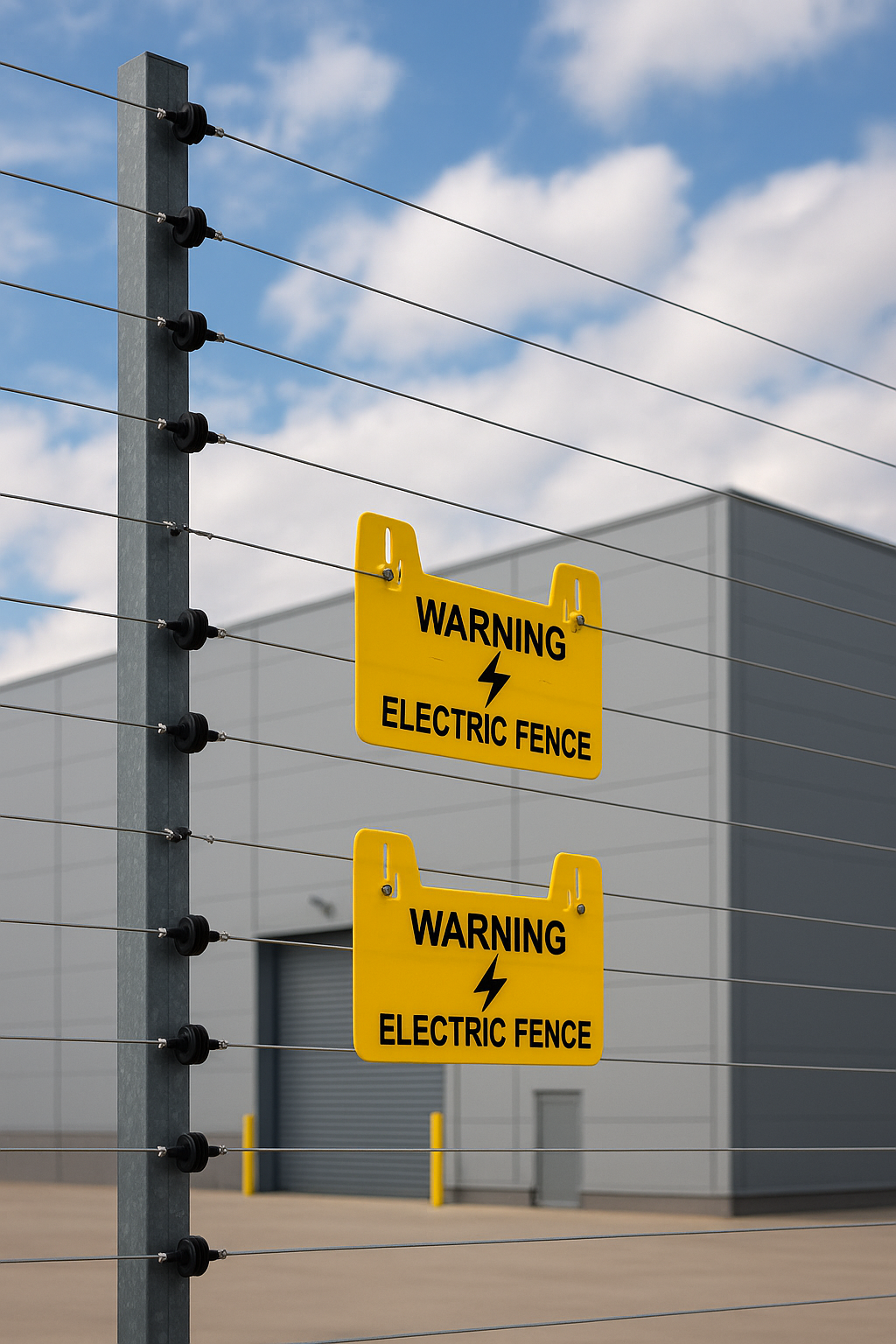 Cerca eléctrica perimetral en bodega logística